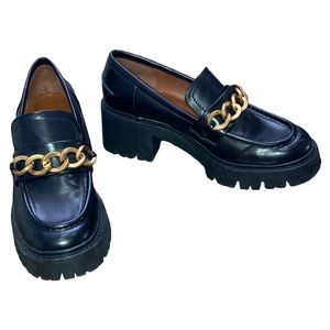 Zara Chain Trim Heeled Lug Sole Loafers Size EU 41 US 10